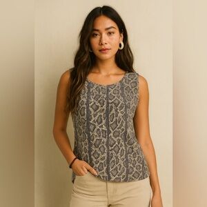 Vintage Gantos Snakeskin‎ Silk Blouse Tank Top Y2K Animal Print Quiet Luxury